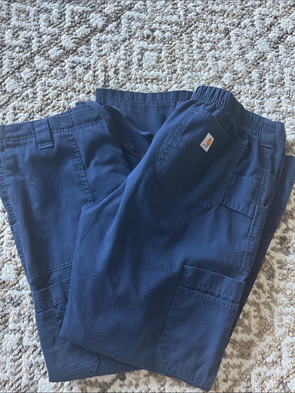 2 pairs Carhartt Scrub Pants Womens M Regular Navy blue drawstring Stretch Work